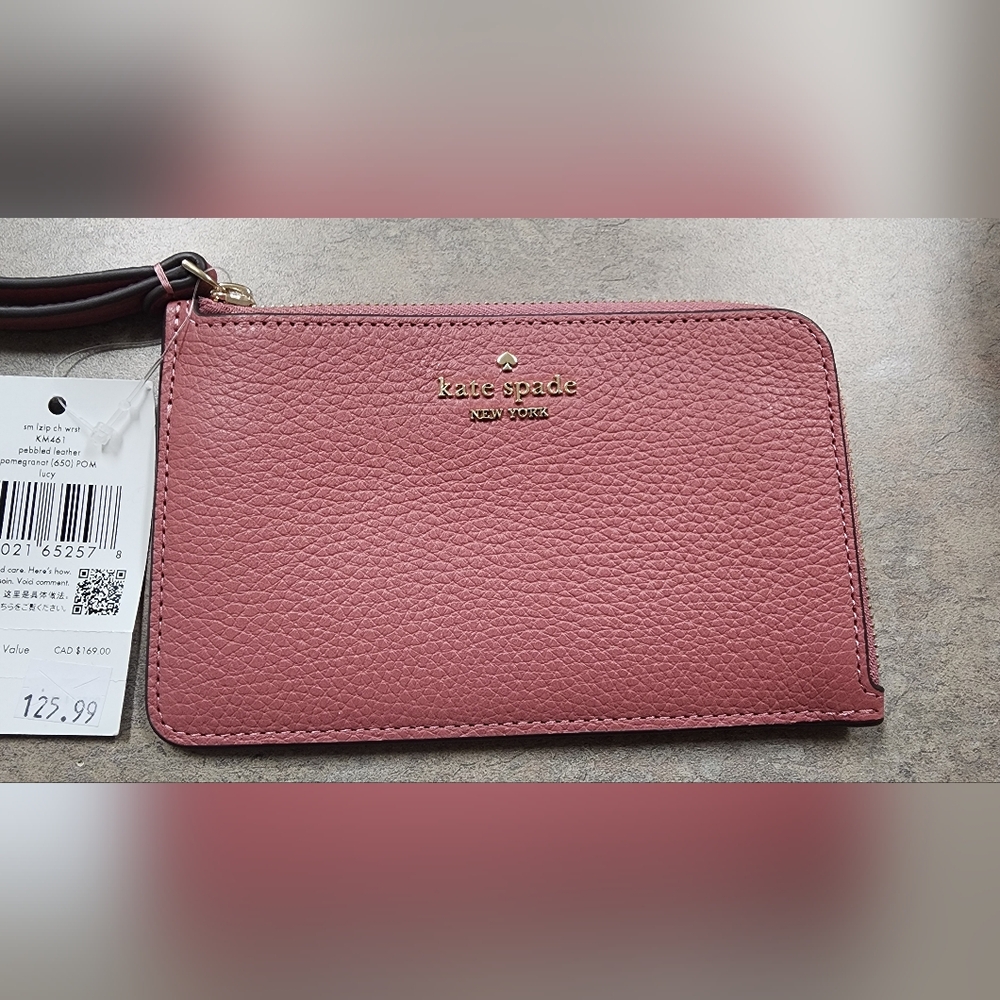 kate spade New York Pink Pebbled Leather Wristlet - Picture 2 of 7